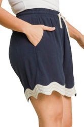 Umgee Full Size Color Blocked Scalloped Hem Shorts Plus Size OutfitFlow